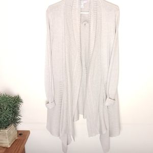 NWT Isaac Mizrah Live Woman's Long Cream Color Lightweight Cardigan Size Medium